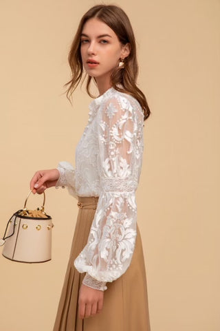 Lila Lace Blouse - White Tops gds   