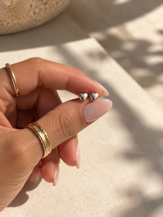 Mini Heart 925 Sterling Silver Stud Earrings