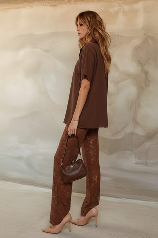 Giselle Lace Pants Brown Set - By Frankie sets By Frankie