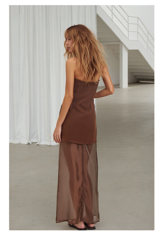 Chocolate Strapless Set With Sheer Skirt - By Frankie Sets By Frankie