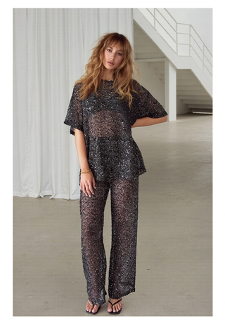 Sequins Mesh Pants - By Frankie Bottoms BY FRANKIE