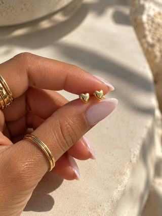 Mini Heart Gold Plated 925 Sterling Silver Stud Earrings