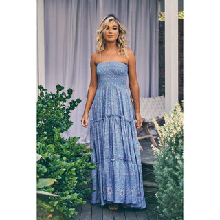 Sariah Shirred Maxi Dress - Pink/Blue Dresses Jaase
