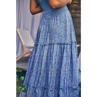 Sariah Shirred Maxi Dress - Pink/Blue Dresses Jaase