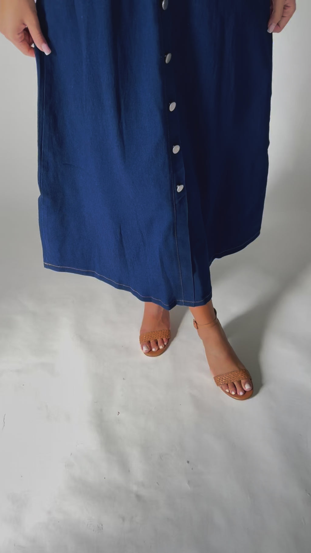 Lolita Denim Midi Dress - Dark Navy Dresses Jaase