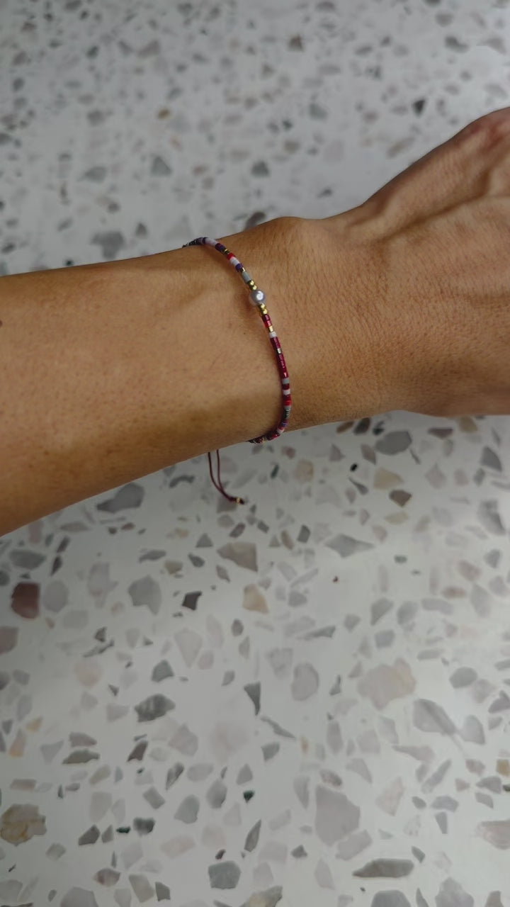 Handmade Glass Bracelet - Red/Gold jewellery Sage Collective