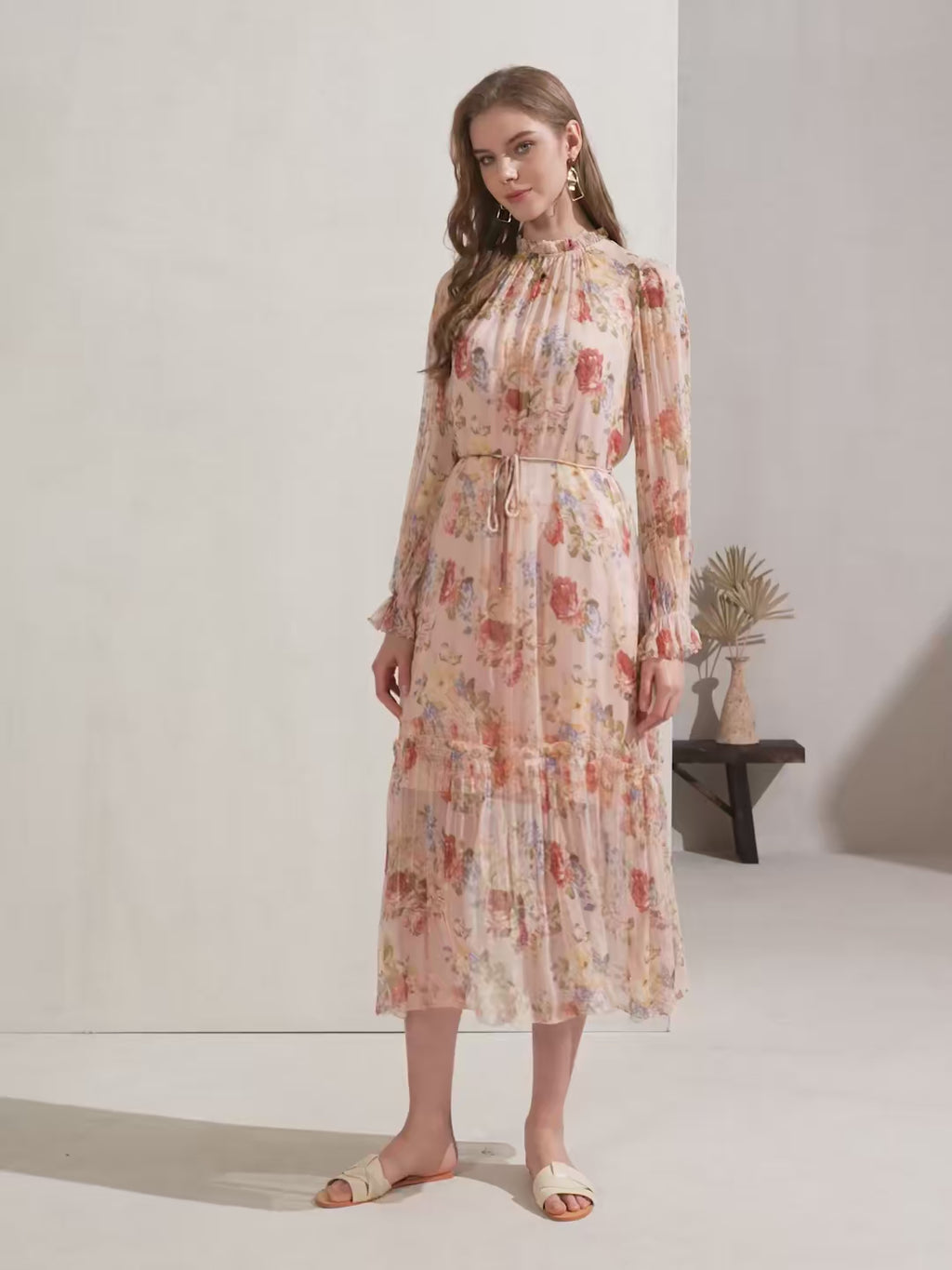 Paris Silk Midi Dress - Pink Dresses GDS