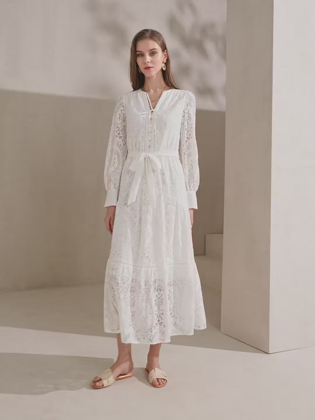 Alexis lace Midi Dress - White Dresses GDS