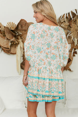 Loretta Top - Aqua/Orange Tops Jaase   