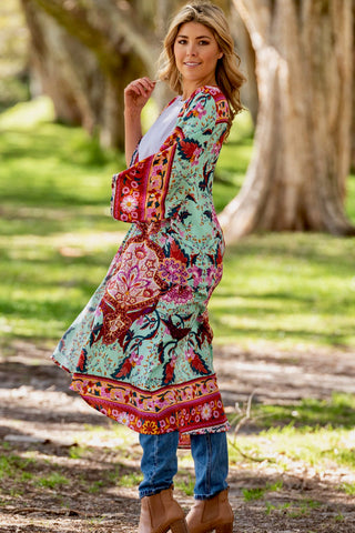 Blossom Kimono - Green/Red kimonos Sage Collective   