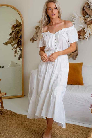 Mimi Midi Dress - White Dresses Sage Collective   