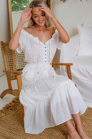 Mimi Midi Dress - White Dresses Sage Collective   