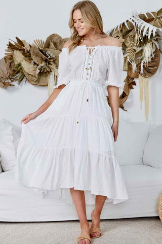 Mimi Midi Dress - White Dresses Sage Collective   