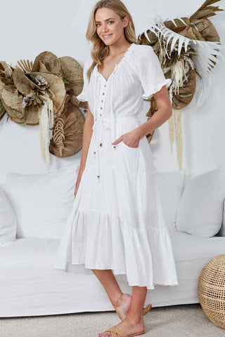 Mimi Midi Dress - White Dresses Sage Collective   