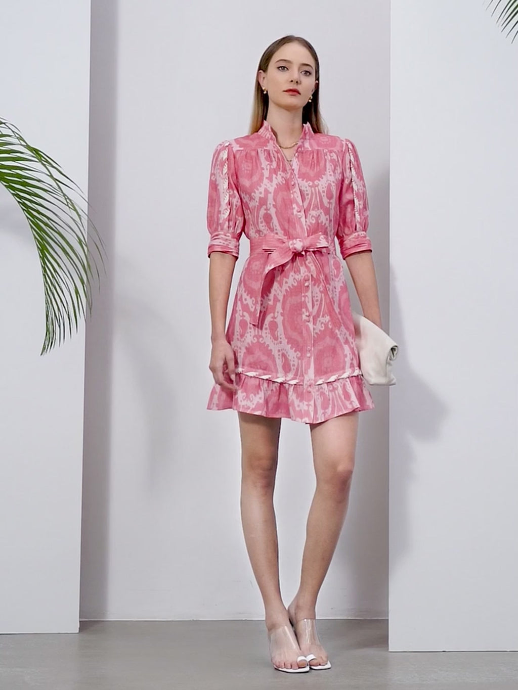 Ada Linen Mini Dress - Pink Dresses GDS
