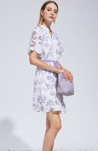 Liliah Embroidery Mini Dress - Pastel Purple Dresses gds   