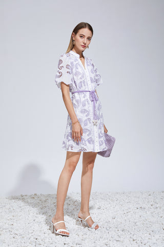 Liliah Embroidery Mini Dress - Pastel Purple Dresses gds   