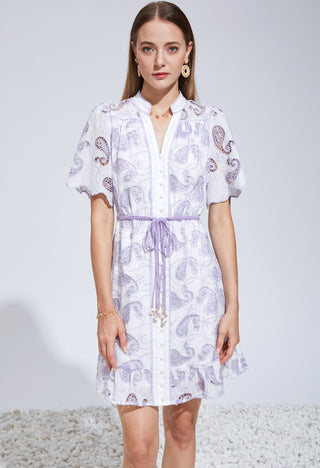 Liliah Embroidery Mini Dress - Pastel Purple Dresses gds   