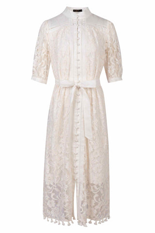 Kendall Lace Midi Dress - White/Beige Dresses GDS   