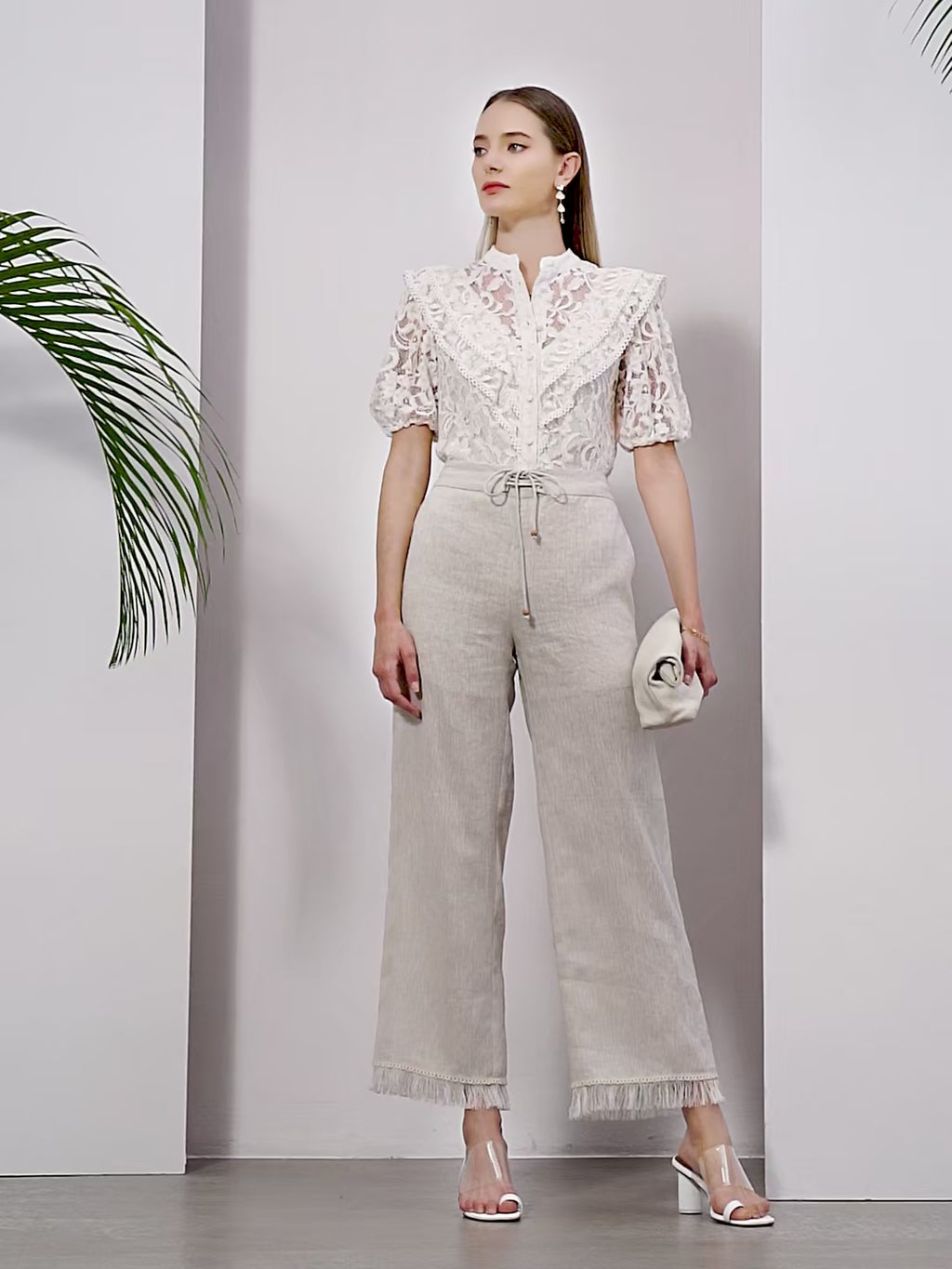 Kendall Lace Blouse - White/Beige Tops GDS