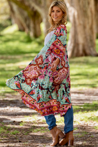 Blossom Kimono - Green/Red kimonos Sage Collective   
