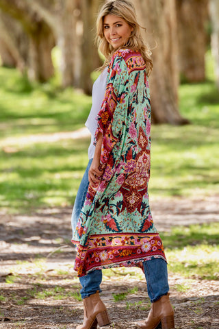 Blossom Kimono - Green/Red kimonos Sage Collective   