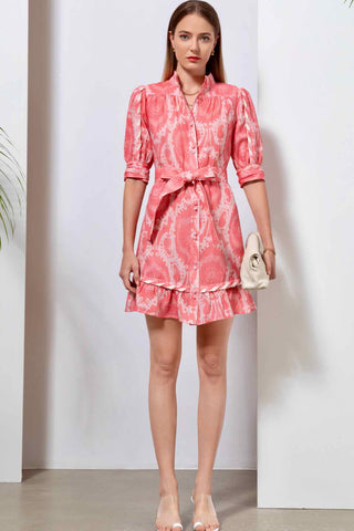 Ada Linen Mini Dress - Pink Dresses GDS   