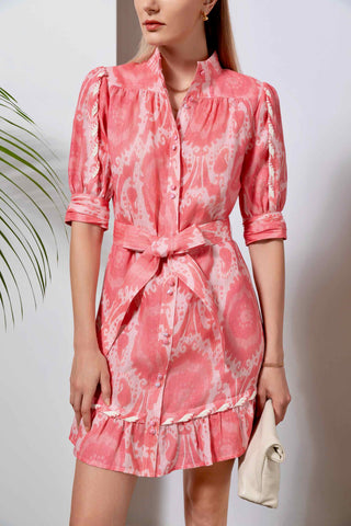 Ada Linen Mini Dress - Pink Dresses GDS   