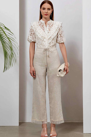 Kendall Lace Blouse - White/Beige Tops GDS   