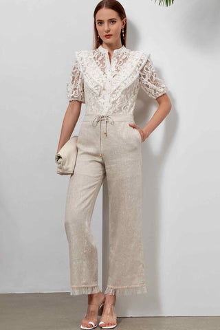 Kendall Lace Blouse - White/Beige Tops GDS   