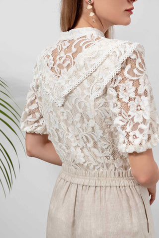 Kendall Lace Blouse - White/Beige Tops GDS   