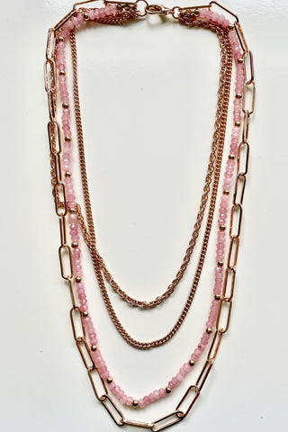 Angela Necklace - Pink & Gold accessories Adorne   