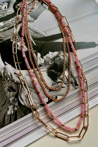 Angela Necklace - Pink & Gold accessories Adorne   