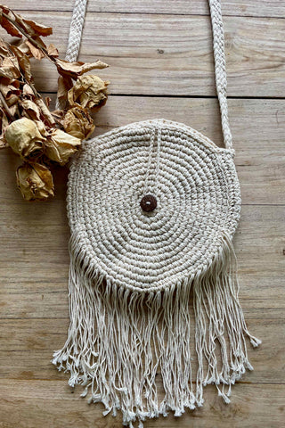 Hendrix Fringe Bag-Cream accessories Sage Collective   
