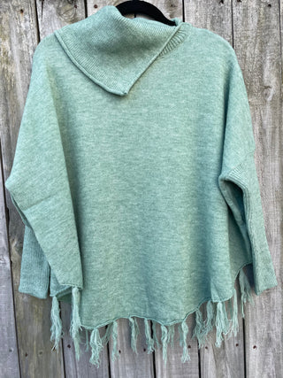 Taylor Tassel Poncho- Beige Tops Sage Collective   