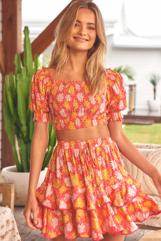 Arlo skirt - Orange/Pink Bottoms Sage Collective   