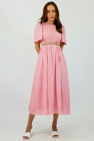 Flutter Midi  Dress - Pink Dresses Sage Collective   