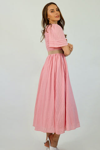 Flutter Midi  Dress - Pink Dresses Sage Collective   