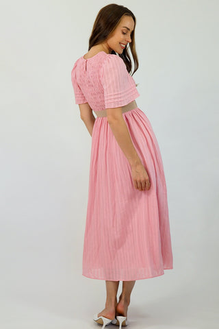 Flutter Midi  Dress - Pink Dresses Sage Collective   