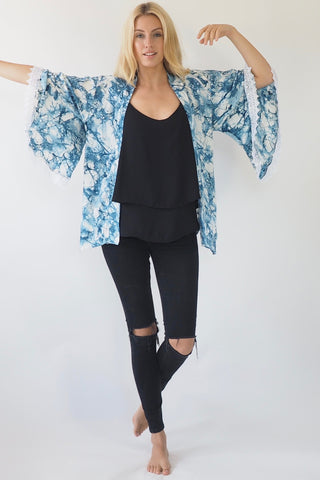 Atlantic Lace Trim Kimono - Boho Kimono - Sage Collective Outerwear Sage Collective   