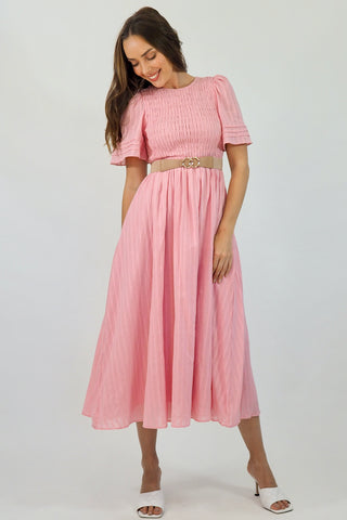Flutter Midi  Dress - Pink Dresses Sage Collective   