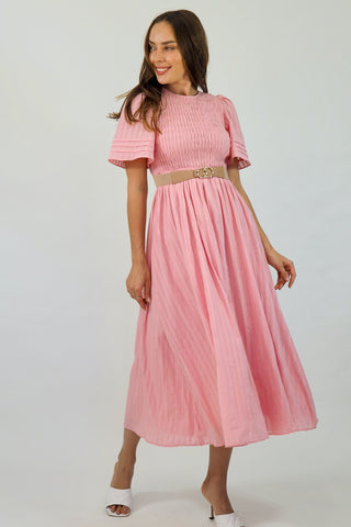 Flutter Midi  Dress - Pink Dresses Sage Collective   