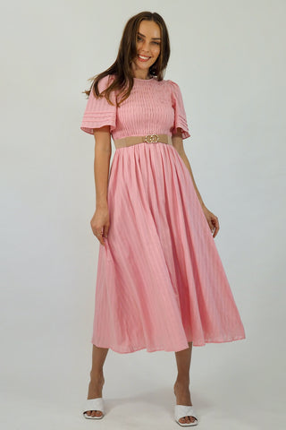 Flutter Midi  Dress - Pink Dresses Sage Collective   