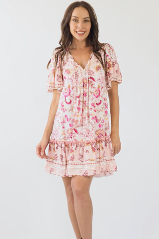 Kali Baby Doll Dress - Pinks/yellow Dresses Sage Collective   