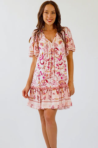 Kali Baby Doll Dress - Pinks/yellow Dresses Sage Collective   