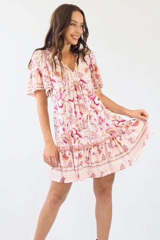 Kali Baby Doll Dress - Pinks/yellow Dresses Sage Collective   