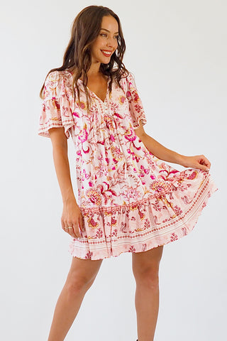 Kali Baby Doll Dress - Pinks/yellow Dresses Sage Collective   