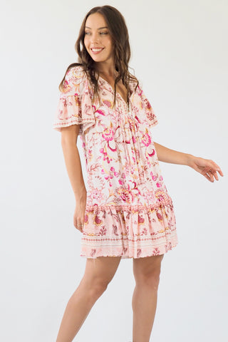 Kali Baby Doll Dress - Pinks/yellow Dresses Sage Collective   