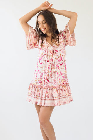 Kali Baby Doll Dress - Pinks/yellow Dresses Sage Collective   