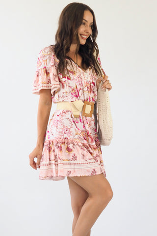 Kali Baby Doll Dress - Pinks/yellow Dresses Sage Collective   